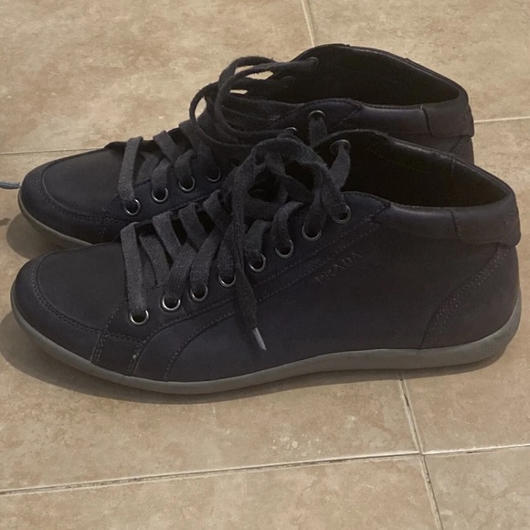 Mens Blue Prada Napa Aviator Washed Sneaker Size 8 - Picture 1 of 6